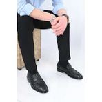 Bestello Bağcıksız Neolit Taban Örgülü Hakiki Deri Klasik Ayakkabı 333-2358 Erkek Ayakkabı - Siyah