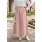 Bestenur Cepli Beli Lastikli Poplin Etek 1727 - Pembe
