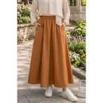 Bestenur Cepli Beli Lastikli Poplin Etek 1727 - Taba