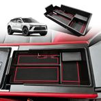 BestEvMod Chevy Blazer EV 2023 2024 ile Uyumlu Orta Konsol Düzenleyici Tepsi İç Mekan Aksesuarları Kolçak Saklama Kutusu ABS Malzeme PVC Trim ve Çıkarılabilir Bozuk Para Tutucu (Kırmızı)