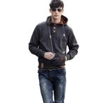 Bestgift B081CRX167 Koyu Gri Erkek Cepli Sweatshirt