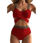 Bestgift Backless Kırmızı Kadın Bikini