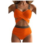 Bestgift Backless Turuncu Kadın Bikini