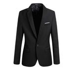 Bestgift Blazer Siyah Dar Kesim Tek Düğmeli Uzun Kollu Erkek Ceket