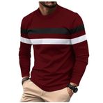 Bestgift Colorblocked Wine Red Yuvarlak Yaka Uzun Kollu Erkek Kazak