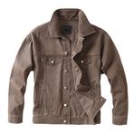 Bestgift Denim Kahve Gevşek Yaka Erkek Ceket