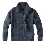 Bestgift Denim Siyah Gevşek Yaka Erkek Ceket