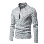 Bestgift Dip Açık Gri Yüksek Yaka Erkek Sweatshirt