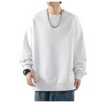 Bestgift Dip Beyaz Kalınlaşmış Yuvarlak Boyun Erkek Sweatshirt
