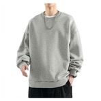 Bestgift Dip Gri Kalınlaşmış Yuvarlak Boyun Erkek Sweatshirt