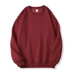 Bestgift Dip Şarap Kırmızısı Kalınlaşmış Yuvarlak Boyun Erkek Sweatshirt