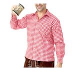 Bestgift Erkek Giyim Oktoberfest Giyim Ekose Gömlek Nakışlı Askılı Önlük, kırmızı, L