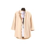 Bestgift Erkek Günlük Yarım Kollu Düz Renk Gömlek Yaka Hırka Ceket, bej, 3XL