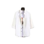 Bestgift Erkek Günlük Yarım Kollu Düz Renk Gömlek Yaka Hırka Ceket, beyaz, 4XL