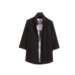 Bestgift Erkek Günlük Yarım Kollu Düz Renk Gömlek Yaka Hırka Ceket, siyah, 4XL
