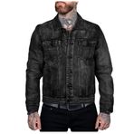 Bestgift Erkek kot ceket günlük büyük beden hırka kot ceket, Siyah, 5X-Large