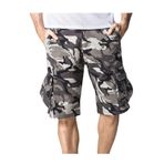 Bestgift Erkek Pamuk Düz Askeri Kargo Şortları Gray Camouflage 46