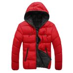 Bestgift Erkek Ultra Hafif Kapitone Ceket, Kapüşonlu Dış Mekan, Kırmızı + siyah., 3XL