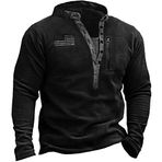 Bestgift Erkek V Yaka Kazak Polar Sıcak Tutan Kazak Uzun Kollu Erkek Giyim, siyah, 3XL