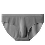 Bestgift Erkekler düz renk külot ince bölüm buz ipek külot rahat üçgen külot, Gri, 3XL