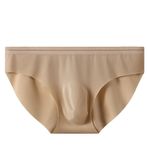 Bestgift Erkekler düz renk külot ince bölüm buz ipek külot rahat üçgen külot, Kayısı, 3XL