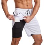 Bestgift Fitness Beyaz Hızlı Kuruyan Erkek Kapri Şort