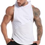 Bestgift Fitness Beyaz Kapşonlu Erkek Spor Atlet