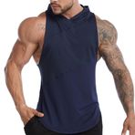 Bestgift Fitness Mavi Kapşonlu Erkek Spor Atlet