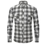 Bestgift Flanel Uzun Kollu Çift Cepli Beyaz Erkek Gömlek