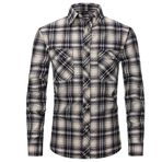 Bestgift Flanel Uzun Kollu Çift Cepli Koyu Mavi Erkek Gömlek
