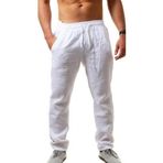 Bestgift Hip Hop Beyaz Keten Erkek Pantolon