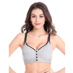 Bestgift Kadın Dantel Düğmeli Sütyen İç Çamaşırı Yoga Üstleri, Gri, XXL