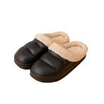bestgift Kadın Kışlık Su Geçirmez Pamuklu Terlik Paket Topuklu Ev Peluş Alt İç Mekan Ay Sıcak Pamuklu Ayakkabı Erkek, siyah, 7.5 UK