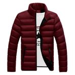 Bestgift Kapitone Kırmızı Red Wine Yüksek Yaka Erkek Ceket