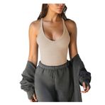 Bestgift Kolsuz Tank top Kaşkorse Bluz Dip Gömlek Örme Kadınlar Seksi Zayıflama, kayısı, L