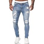 Bestgift Mavi Light Blue Küçük Paça İnce Erkek Kot Pantolon