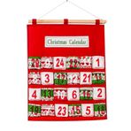 Bestgift Noel Dekorasyonu Asma Noel Takvimi Geri Sayım Takvimi Şeker Saklama Çantası Duvar Dekoru Noel Takvimi Advent 24 Geri Sayım Kırmızı 15.9x20.5 İnç