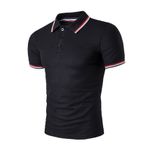 Bestgift Pamuklu Kısa Kollu Çizgili Polo Yaka Erkek Tişört
