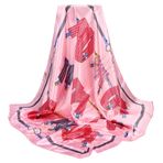 Bestgift Pembe 66 İpek 90x90 cm Kare Kadın Şal