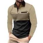 Bestgift Polo Kahverengi Uzun Kollu Çizgili Baskılı Erkek Gömlek