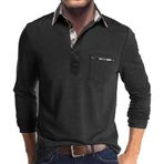 Bestgift Polo Yaka Siyah Uzun Kollu Erkek Gömlek