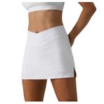 Bestgift Rahat Koşu Etek Pantolon Golf Sporları Yüksek Bel Yarım Etek Fitness, beyaz, M