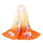 Bestgift Resim Rengi 1 Şifon İpek 150x150 cm Kadın Eşarp Şal