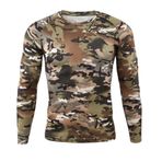 Bestgift Resim Rengi 11 Yuvarlak Boyun Uzun Kollu Kamuflaj Erkek T-Shirt