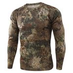 Bestgift Resim Rengi 12 Yuvarlak Boyun Uzun Kollu Kamuflaj Erkek T-Shirt