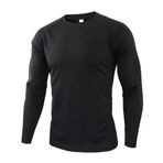 Bestgift Resim Rengi 2 Yuvarlak Boyun Uzun Kollu Kamuflaj Erkek T-Shirt