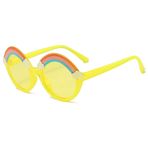 Bestgift Sevimli yuvarlak çerçeve çocuk güneş gözlüğü erkek kız UV güneş koruyucu güneş gözlüğü, Yellow, One Size