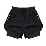 Bestgift Spor Şortları Erkek Basketbol Koşu Fitness Yüzme Mayoları, siyah, 4XL