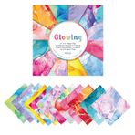 Bestgift Suluboya Koleksiyon Defteri Kağıdı, Parlayan Tema Tek Taraflı Su Dalgası Desenli Renkli Desenli 15 x 15 cm Kart Yapımı Koleksiyon Defteri / Kart Yapımı/Origami için - 24 Yaprak