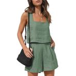 Bestgift Tank Top Fasulye Yeşili Günlük 2 Parça Kadın Şort Set